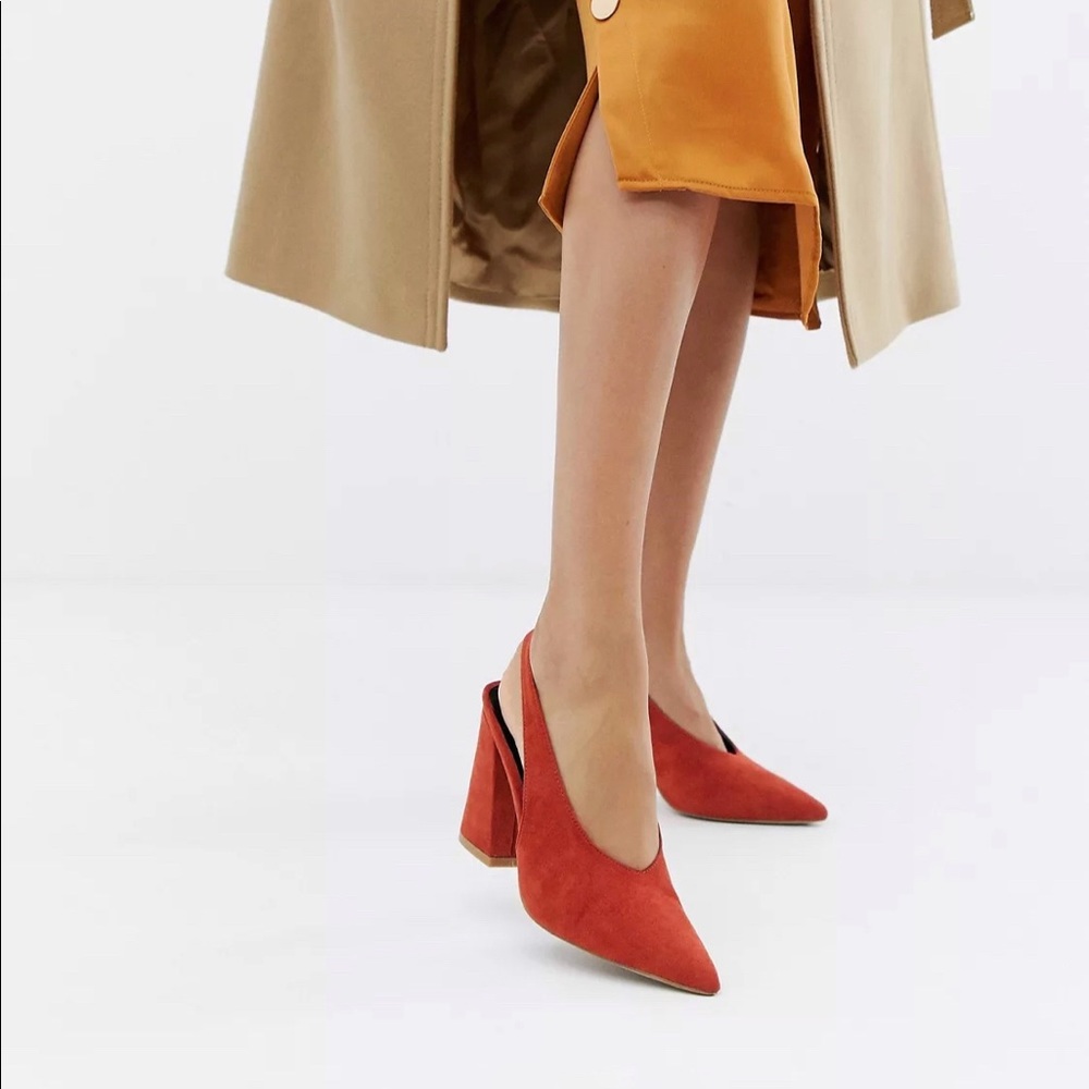 ASOS slingback pointed block heeled shoes